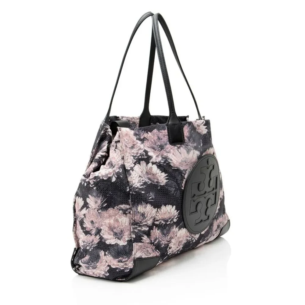 Tory Burch Floral Nylon Leather Ella Tote